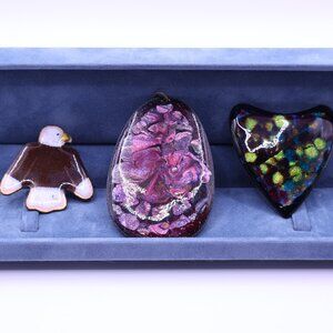 Vintage Hand Crafted Enamel Pendant & Brooches